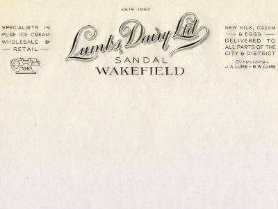 Bill & letterheads - Lumbs Dairy, Wakefield