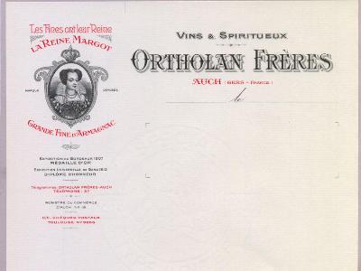 Bill & letterheads - Ortholan Freres, French brandy distiller