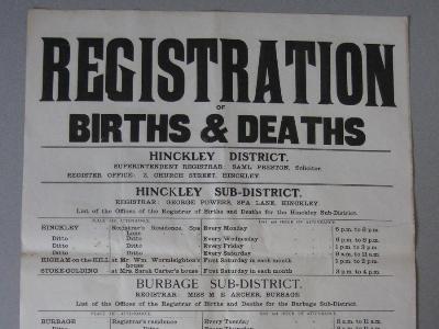 Births and deaths registration -  select me for a larger image