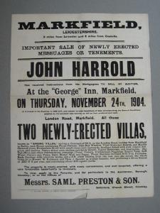 Leicestershire - Markfield 1904 Auction poster