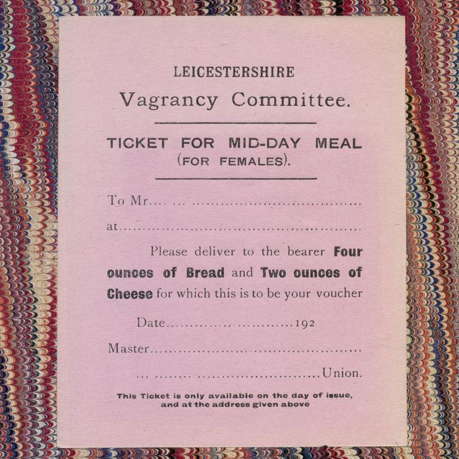 Poor Law vagrancy meal tickets -  select me for a larger image