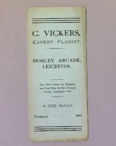 Vickers Florist Whist score cards -  select me for a larger image
