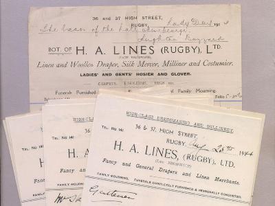 H A Lines, Rugby. Billheads -  select me for a larger image