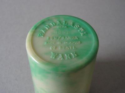 Beakers in case, marbled green -  select me for a larger image