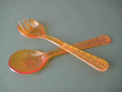 Salad servers, orange, Kleeware -  select me for a larger image