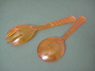Salad servers, orange, Kleeware -  select me for a larger image