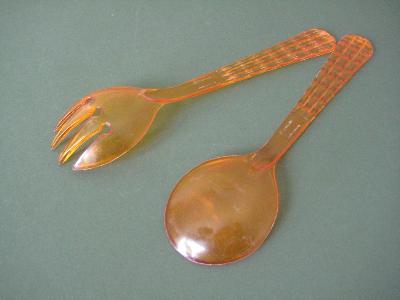 Salad servers, orange, Kleeware -  select me for a larger image