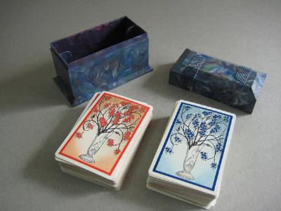 Playing card case, marbled blue -  select me for a larger image