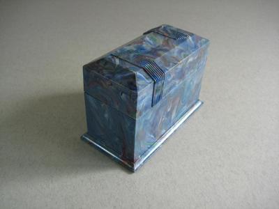 Playing card case, marbled blue -  select me for a larger image