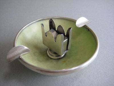 1926 silver mounted ashtray -  select me for a larger image