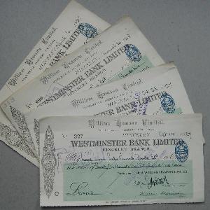 Westminster Bank cheques -  select me for a larger image