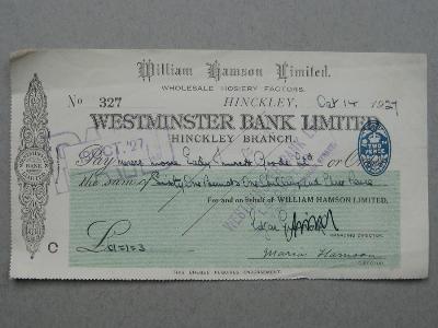 Westminster Bank cheques -  select me for a larger image