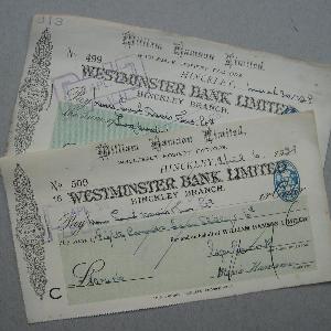 Westminster Bank cheques -  select me for a larger image