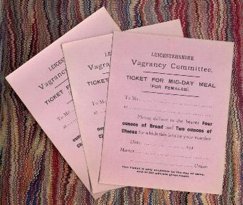 Poor Law vagrancy meal tickets -  select me for a larger image