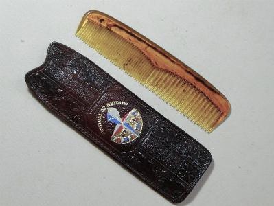 Comb in leather holder -  select me for a larger image