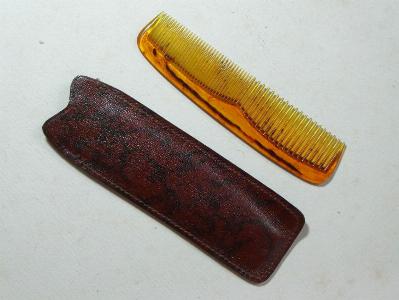 Comb in leather holder -  select me for a larger image