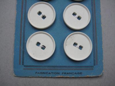 French white buttons on card -  select me for a larger image