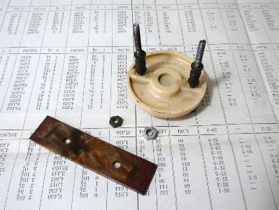 1940s drawer handles, 2 coloured -  select me for a larger image