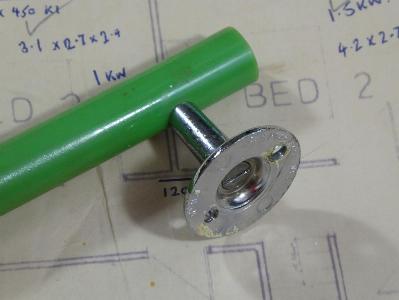 Green and chrome pull handles, pair -  select me for a larger image